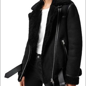 Allsaints Rei Shearling Black Jacket